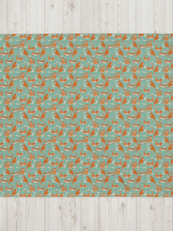Bad Orange Tabby Cats Knocking Stuff Over Throw Blanket, Green product image (13)