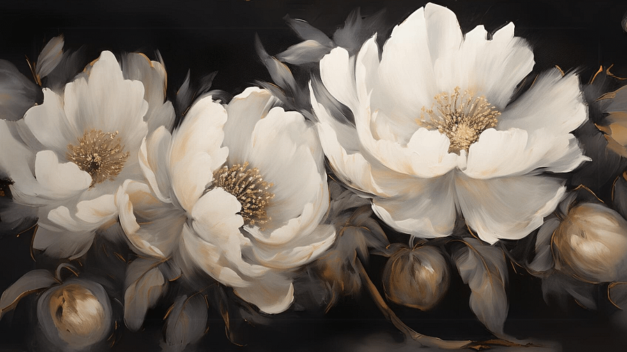Vintage White Peonies Frame TV Art - No Frame, Digital Download product image (2)