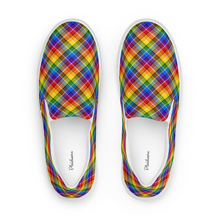 Bright Rainbow Plaid Women's Slip-On Shoes product image (1)