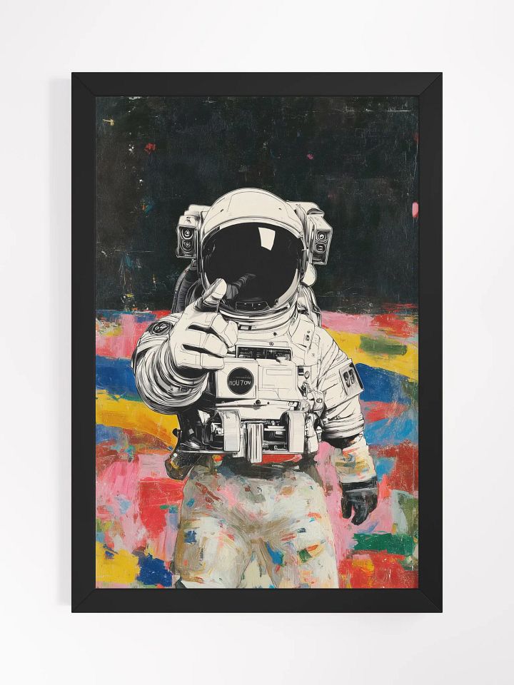 Astronaut Vibrant Ayous Wood Framed Matte Poster product image (1)