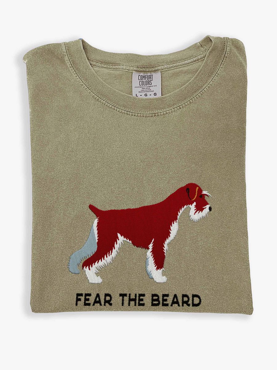Fear the Beard T-Shirt(Embroidered) of a Standard Schnauzer(Chocolate) product image (1)