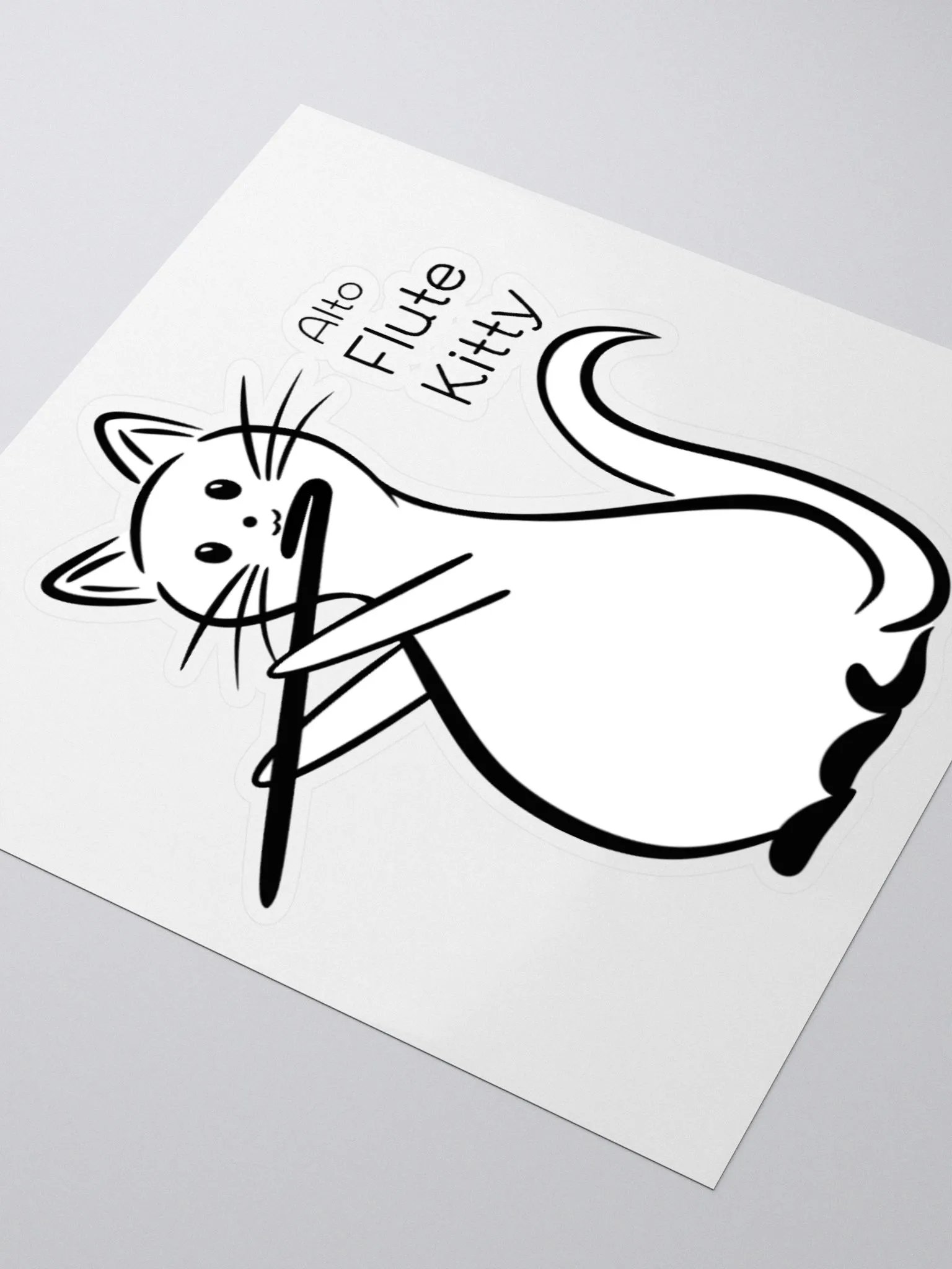 Whimsical Kiss Cut Alto Flute Kitty Sticker product image (3)
