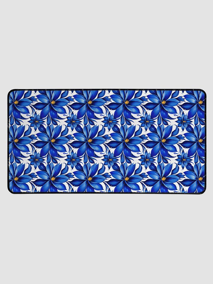 Desk Mat (31.5x15.5 inches) - Blue and White Floral Design 2 product image (1)