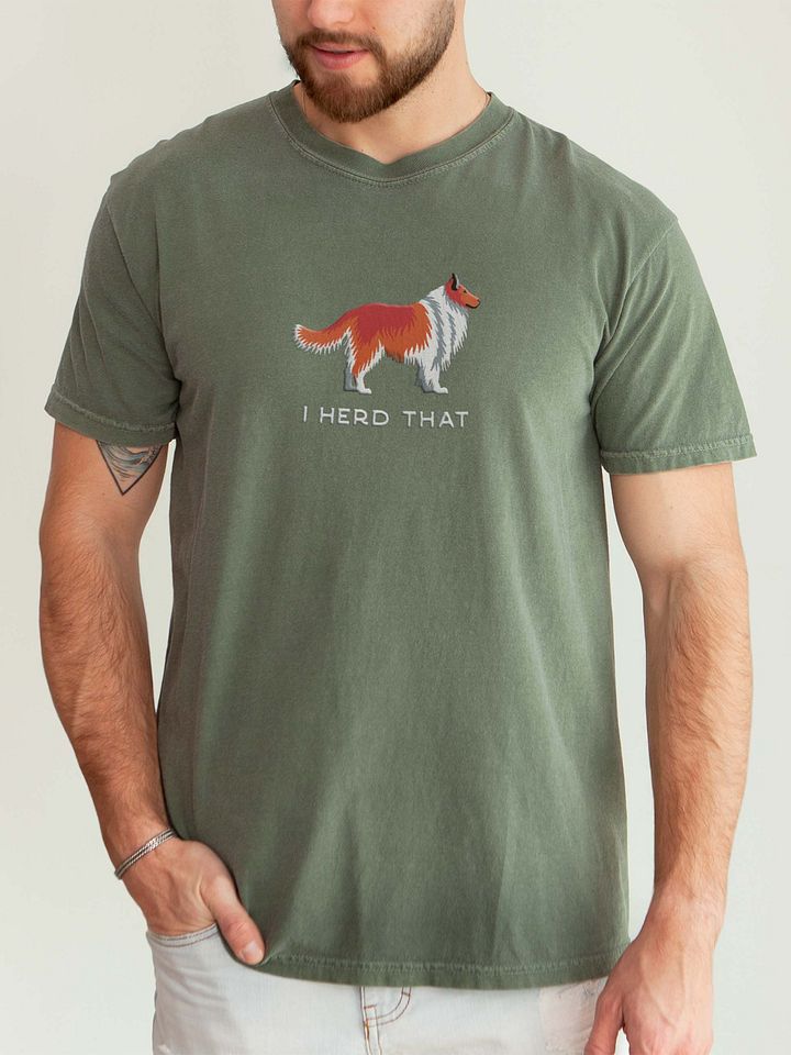 I Herd That T-Shirt(Embroidered) of a Shetland Sheepdog(Red) product image (2)