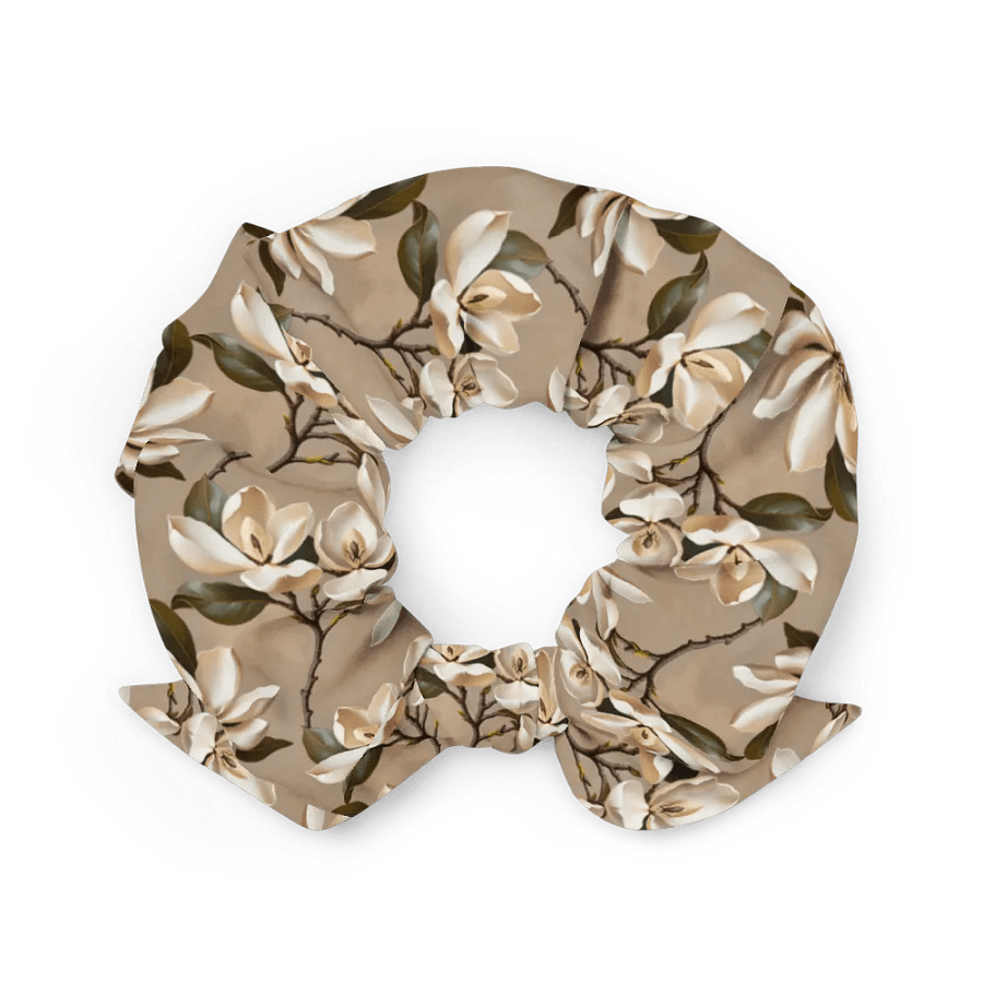 Hair Scrunchie - Magnolia Blossoms on Beige Background product image (3)