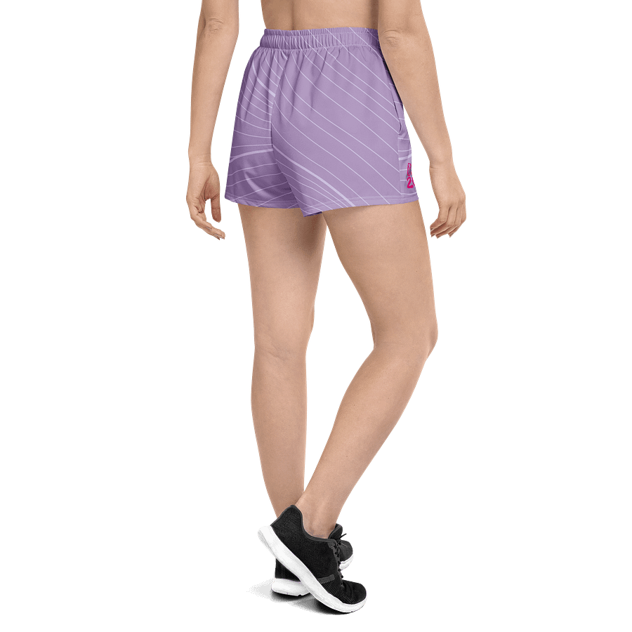 Women's | BRN.2C.C.™ Athletic Shorts | Pink Logo on Purple Lines | Sporty Coastal Style | High-Waisted Fit product image (4)
