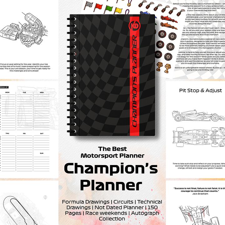 F1 Champion's Planner, Formula 1 calendar, Not dated F1 planner, Business planner, Budget planner, Diary, F1 gift, Formula 1 stickers product image (1)