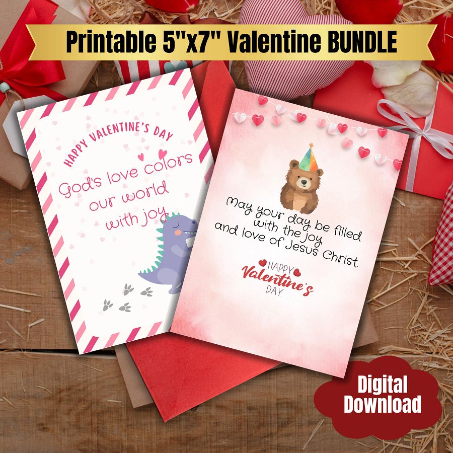 Printable classroom valentine | Christian valentine, Valentine card for kids bundle with bible word search game to download and print now product image (3)