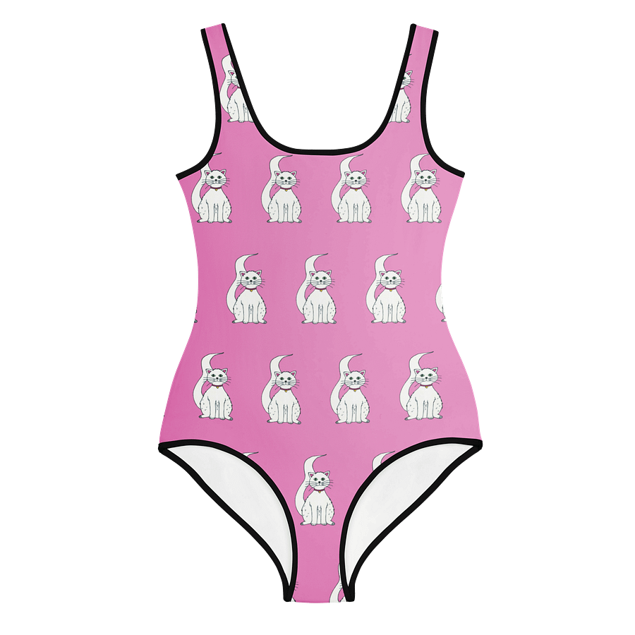 White Cat (art by Dina R.) akril painting picture - Youth Swimsuit product image (5)
