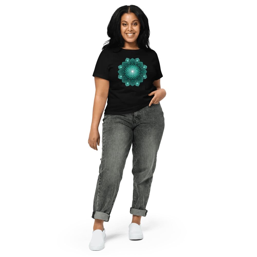 Turquoise Dot Mandala Women's High-Waisted T-Shirt product image (2)