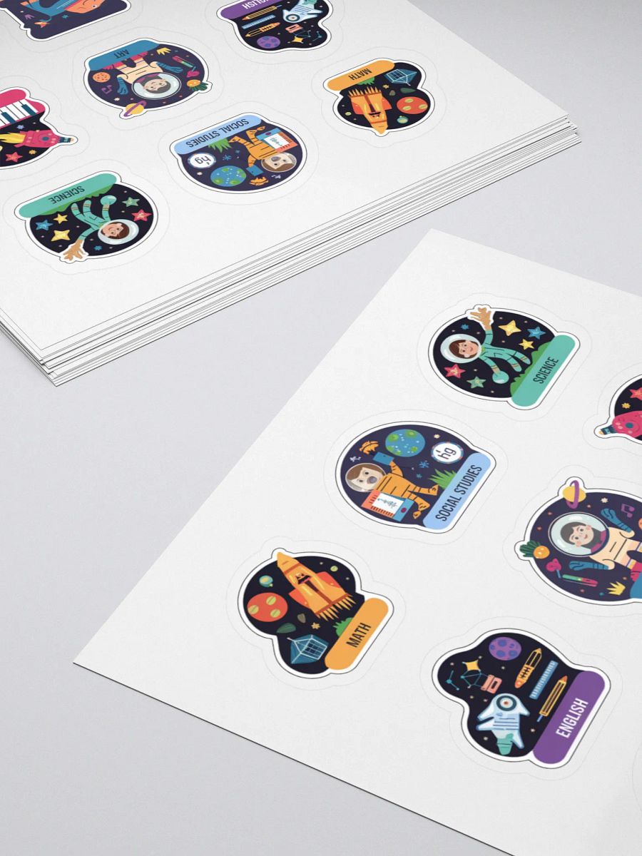Back To School Space Adventure themed Subject Sticker Pack product image (4)