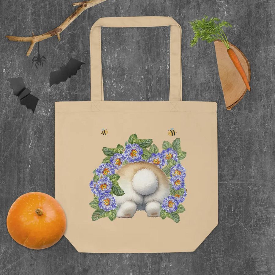 Garden Whispers: Bunny and the Primula Zebra Blues Organic Cotton Tote Bag - Eco-Friendly, Durable, Stylish product image (23)