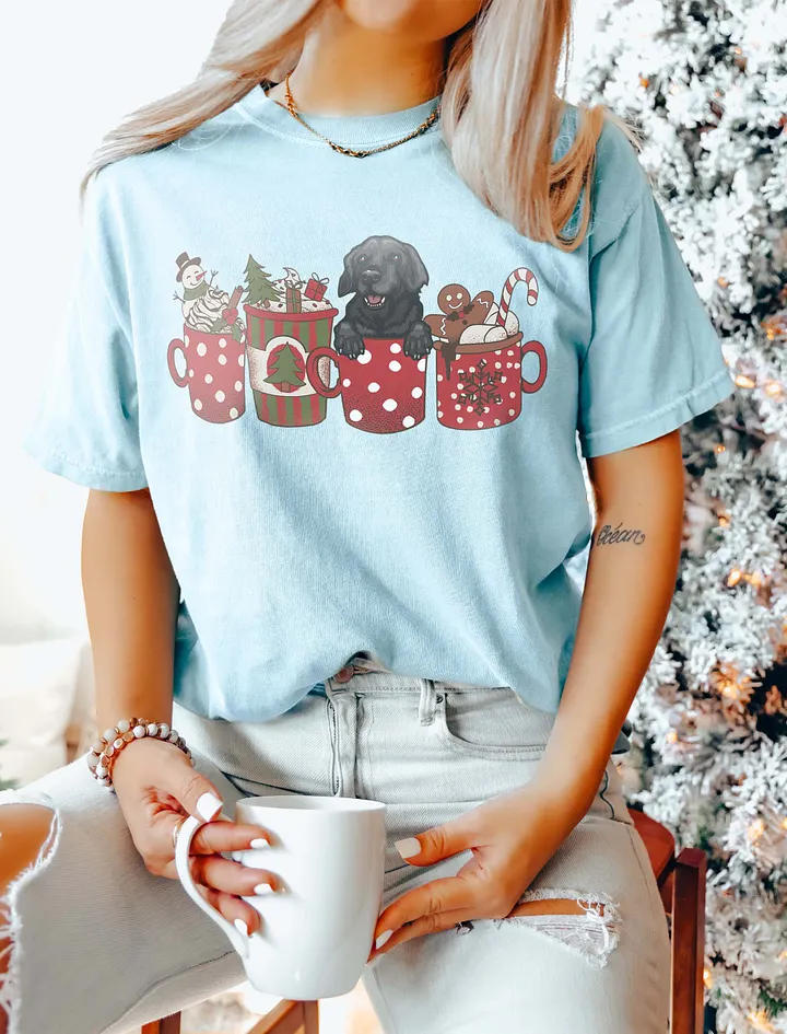 Cute Labrador Retriever(Black) in a Christmas Cup T-Shirt | Funny Christmas Pup in a Cup product image (1)