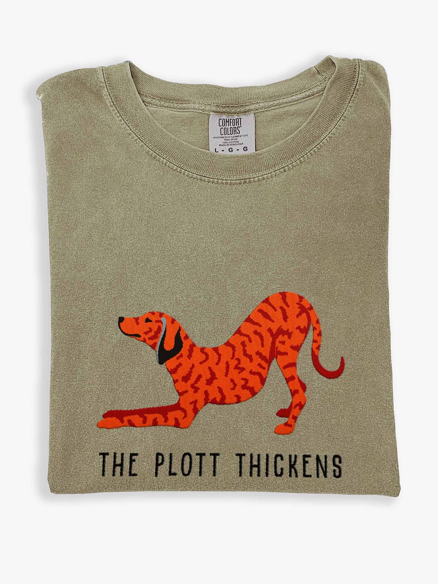 The Plott Thickens T-Shirt(Embroidered) of a Plott Hound(Red Brindle) product image (1)