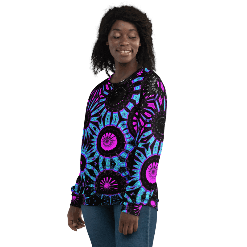 Abstract Circular Shapes in Turquoise, Black and Pink Unisex Sweatshirt product image (4)