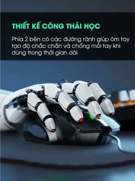Chuột máy tính gaming chơi game SIDOTECH Inphic P1W bản có dây và không dây tắt âm silent 7200 DPI Led RGB - Chính hãng product image (2)