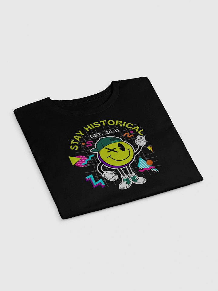 Stay Historical Smiley Crop Top – 90s Retro Soft Cotton Tee (Black) product image (2)