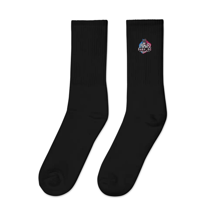 SABY_QC Cat Ear Headphones Illustration Embroidered Crew Socks product image (2)