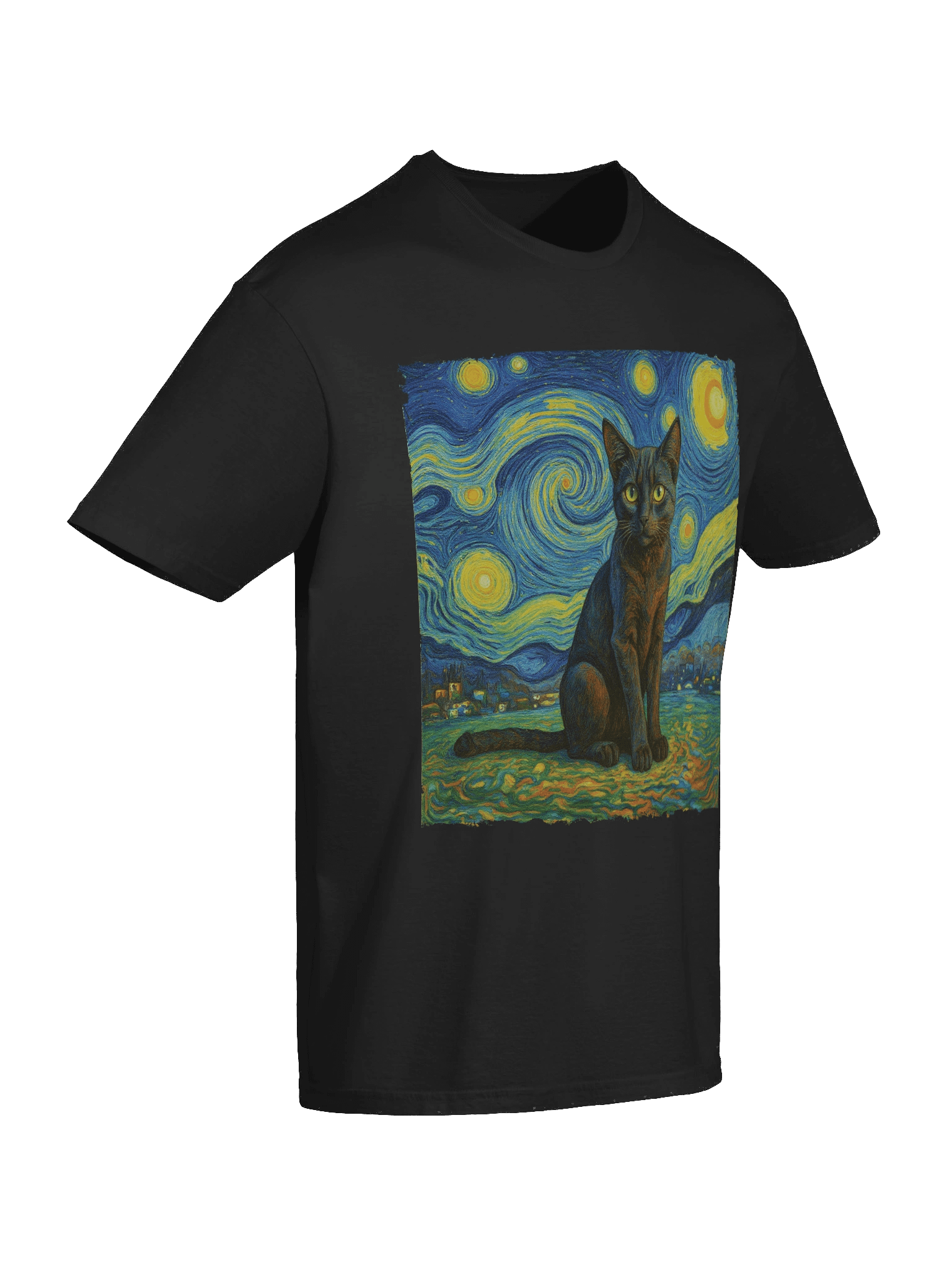 Van Gogh Starry Night Black Cat T-Shirt product image (58)