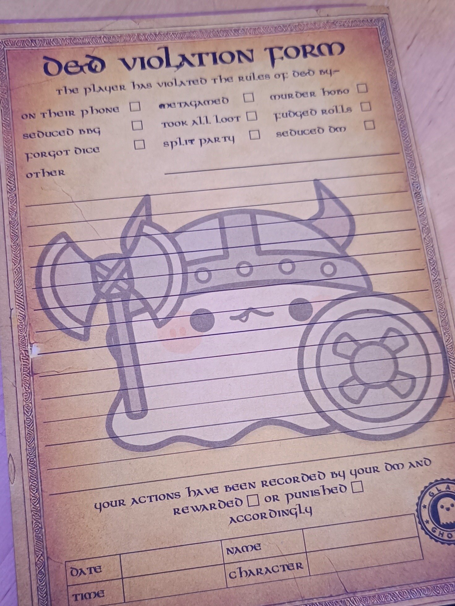 DnD Violation Form product image (1)