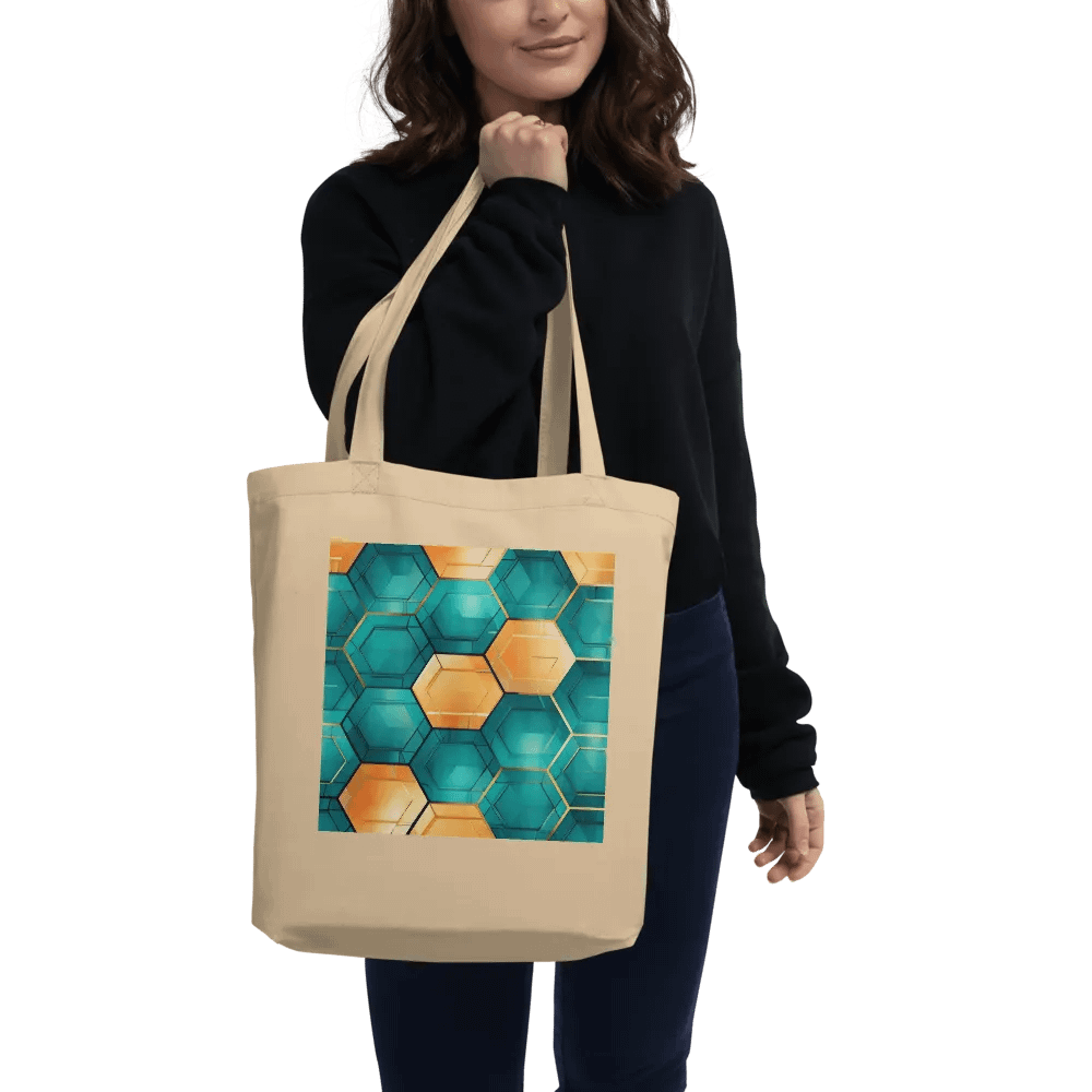 Hexagonal Harmony: Teal and Gold Geometric Fusion product image (2)