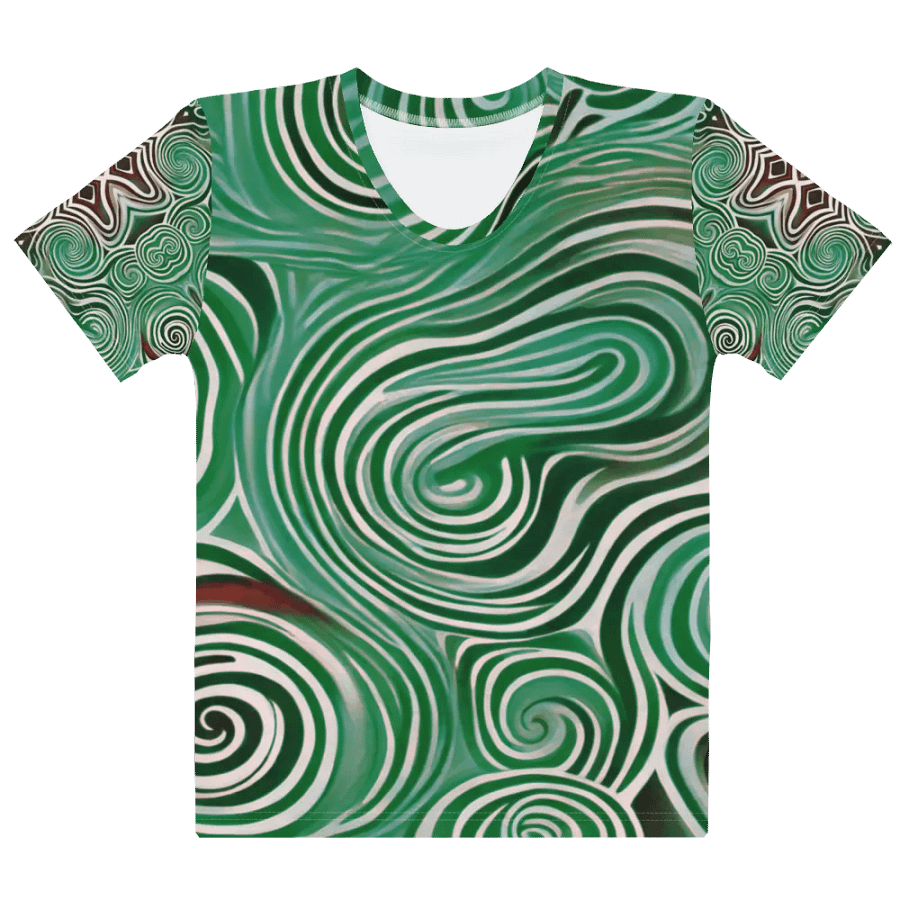 Funky Cool Green Liquid Tie-Dye Women's Crewneck T-shirt product image (9)