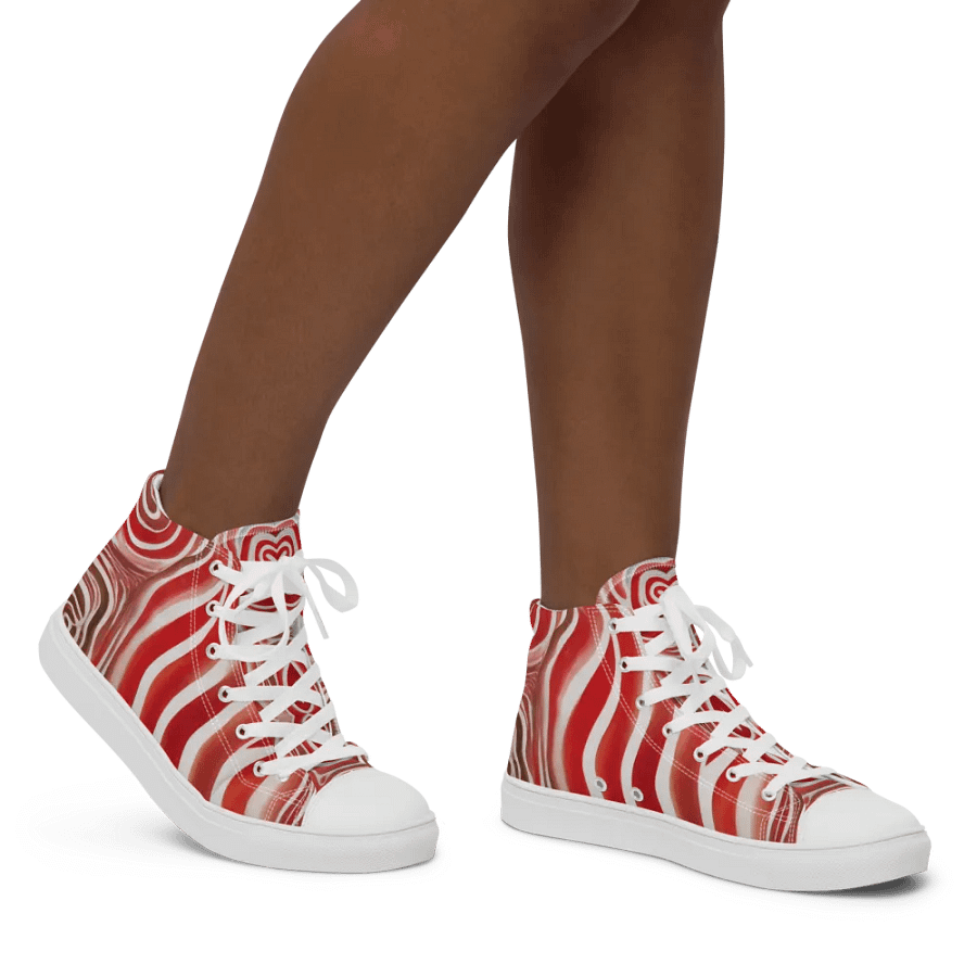 Funky Red Liquid Tie-Dye Explosion Women's High-Top Canvas Shoes product image (5)