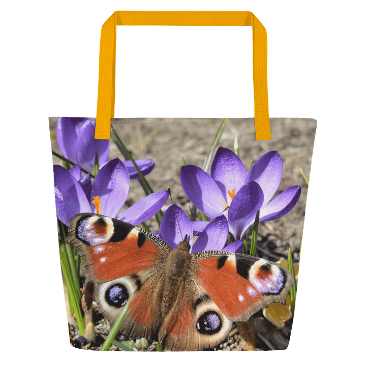 Große Tragetasche - Schmetterling auf Krokusblüten product image (2)
