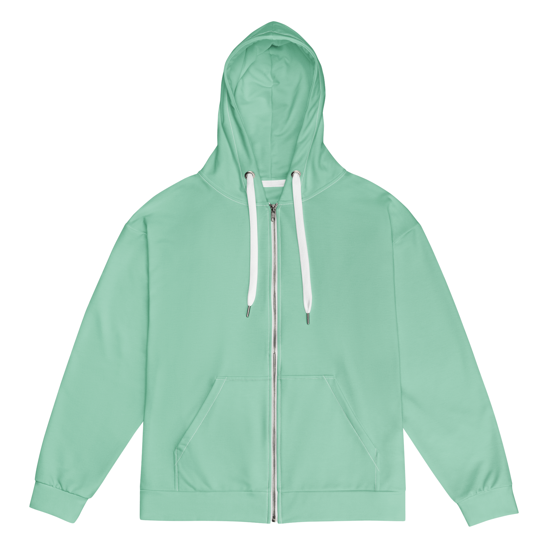 Caribbean Sea Blue Green Solid Color Eco Friendly Unisex Zip Hoodie product image (1)