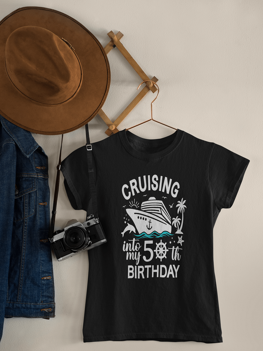 Cruising Into My 50th Birthday Unisex Softstyle T-Shirt Dark Colours product image (3)