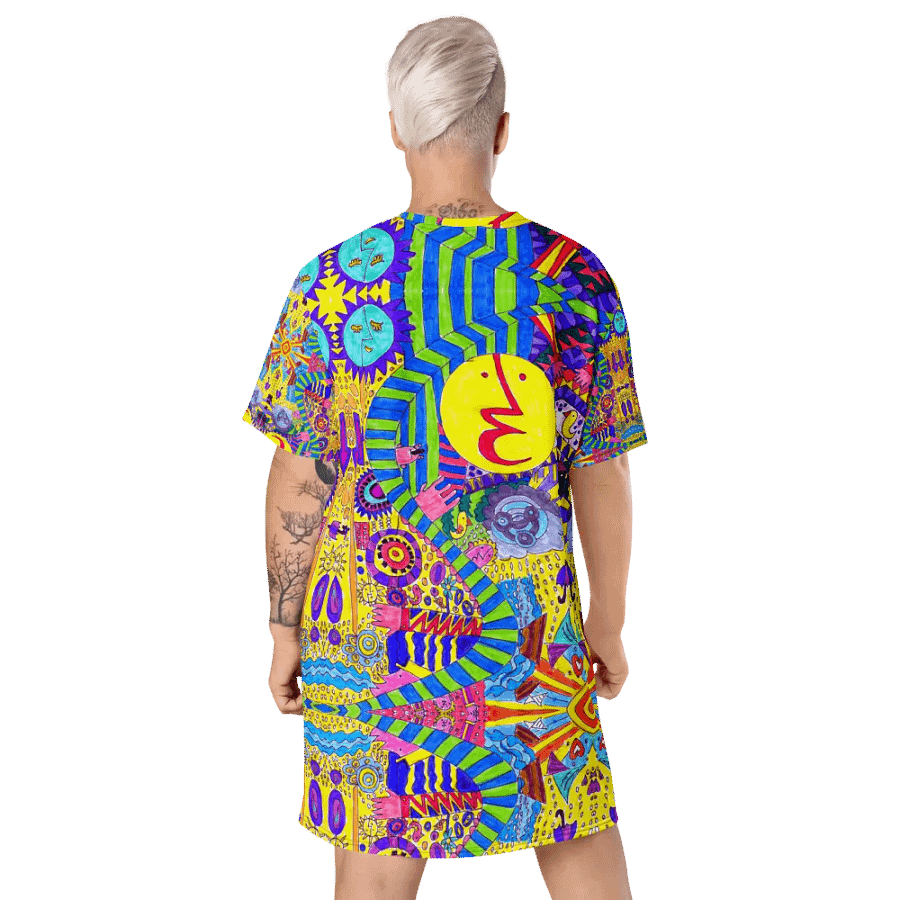 Abstract Colourful Doodle Ladies T Shirt Dress product image (12)