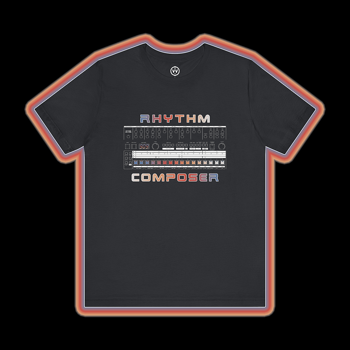 909 T-Shirt "Rhythm Composer" Roland TR-909 (Vintage Drum Machine) WHITE PRINT product image (1)