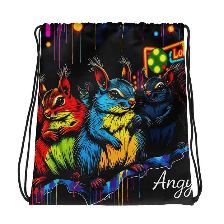 Neon City Squirrels Drawstring Bag product image (1)