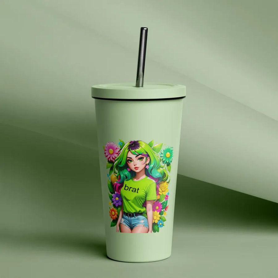 Brat 20 oz Tumbler Cup - Mint - Insulated Tumbler with a Straw v4 product image (12)