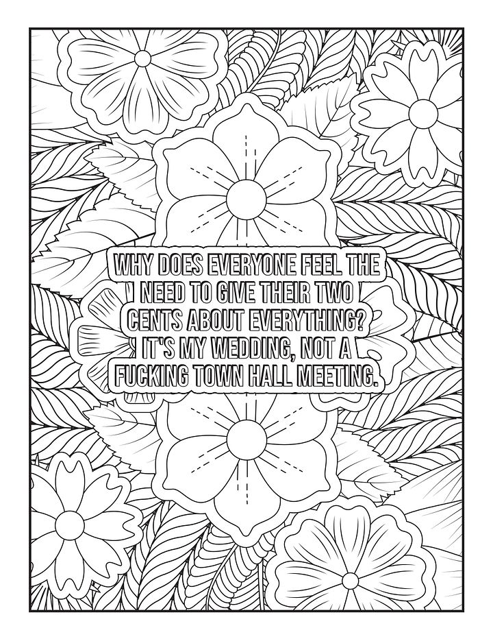 I'm Not A Fucking Bridezilla, Bride to Be Swear Word Coloring Book | Printable | Cuss Words | Sweary Phrases | Curse Words product image (2)