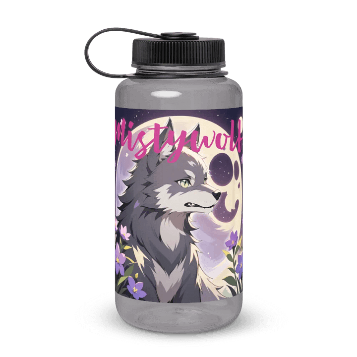 Mystical Moonlight Wolf Wide Mouth Water Bottle product image (1)