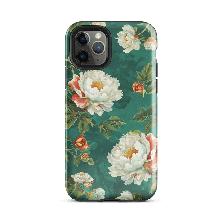 Floral Peonies White & Green - Tough Phone Case product image (2)