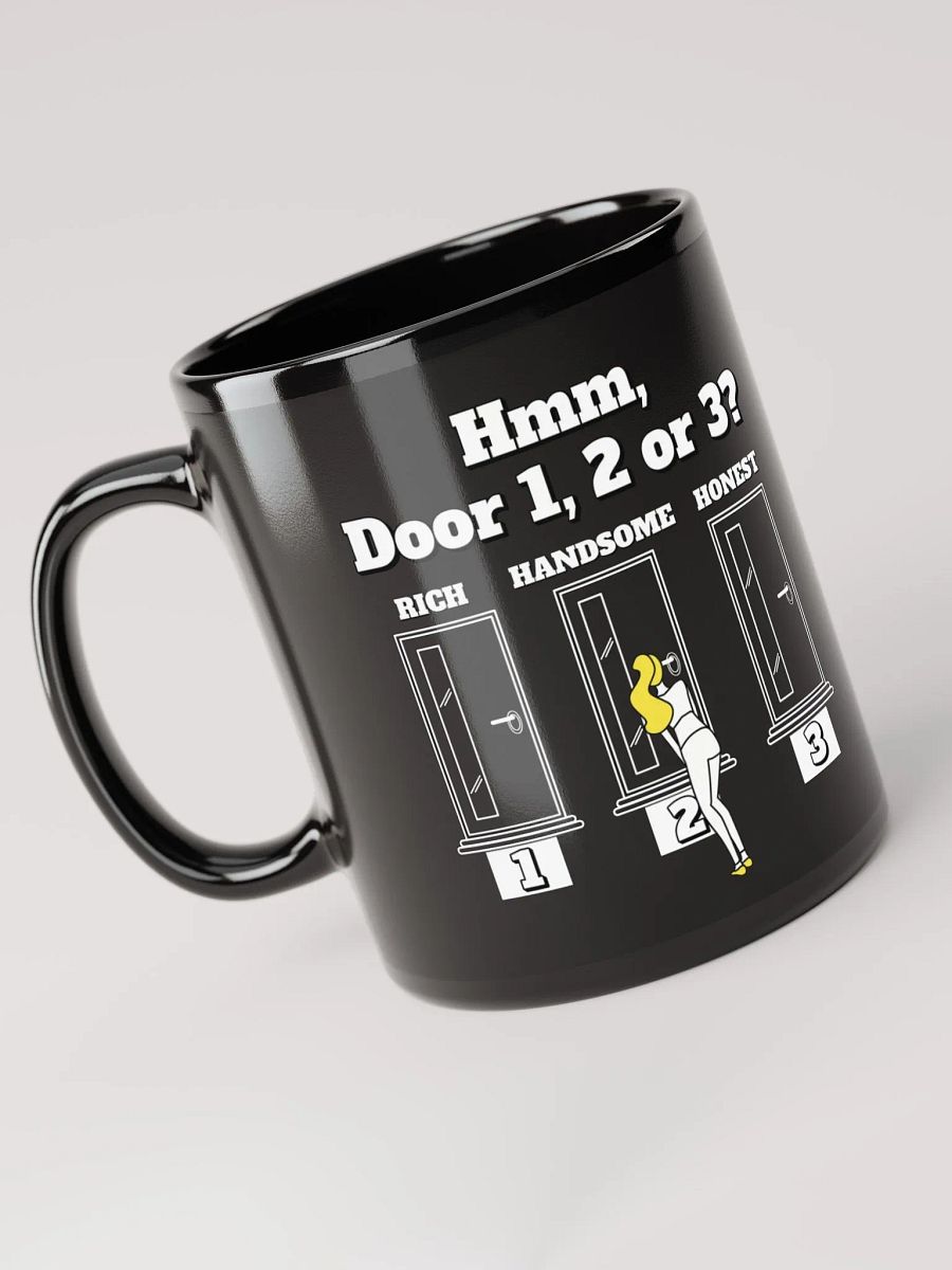 Hmm, Door 1, 2, 3? Funny Humorous Black Mug product image (5)