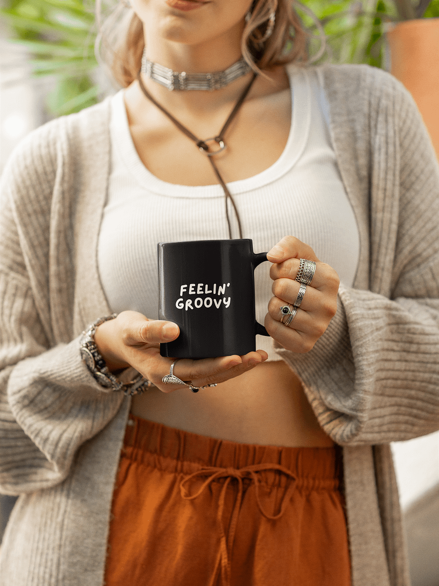 “Feelin’ Groovy” My Vibe Black Ceramic Mug product image (1)