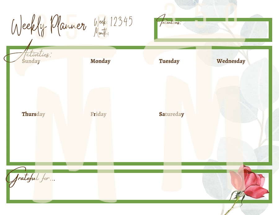 Eucalyptus Rose Affirmation & Week Planner Bundle product image (5)