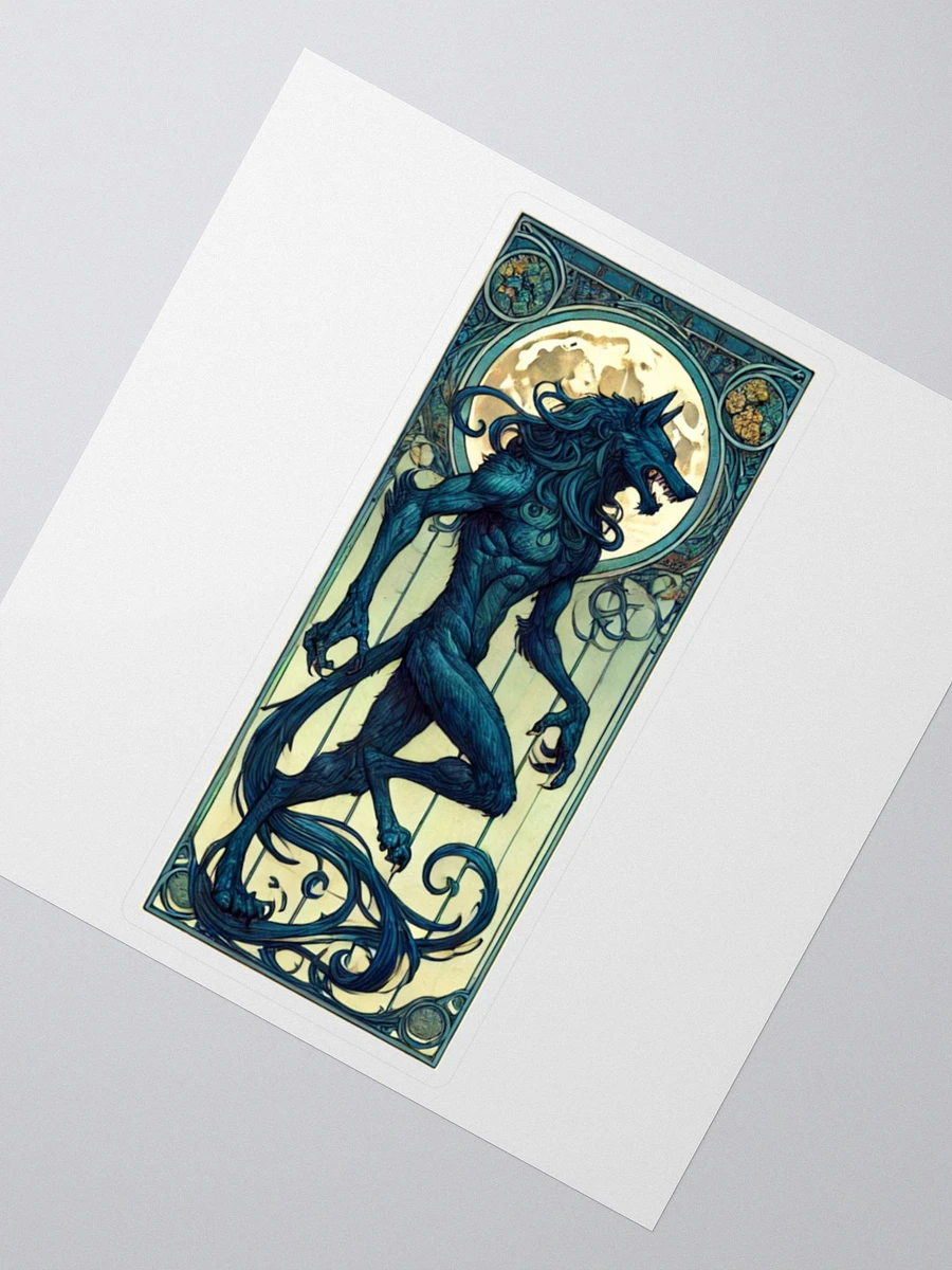 Art Nouveau Werewolf and Full Moon Vinyl Sticker – Gothic Fantasy Decor product image (2)