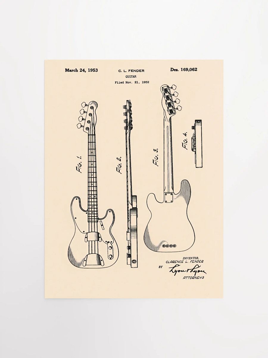 Vintage bass guitar patent print product image (1)