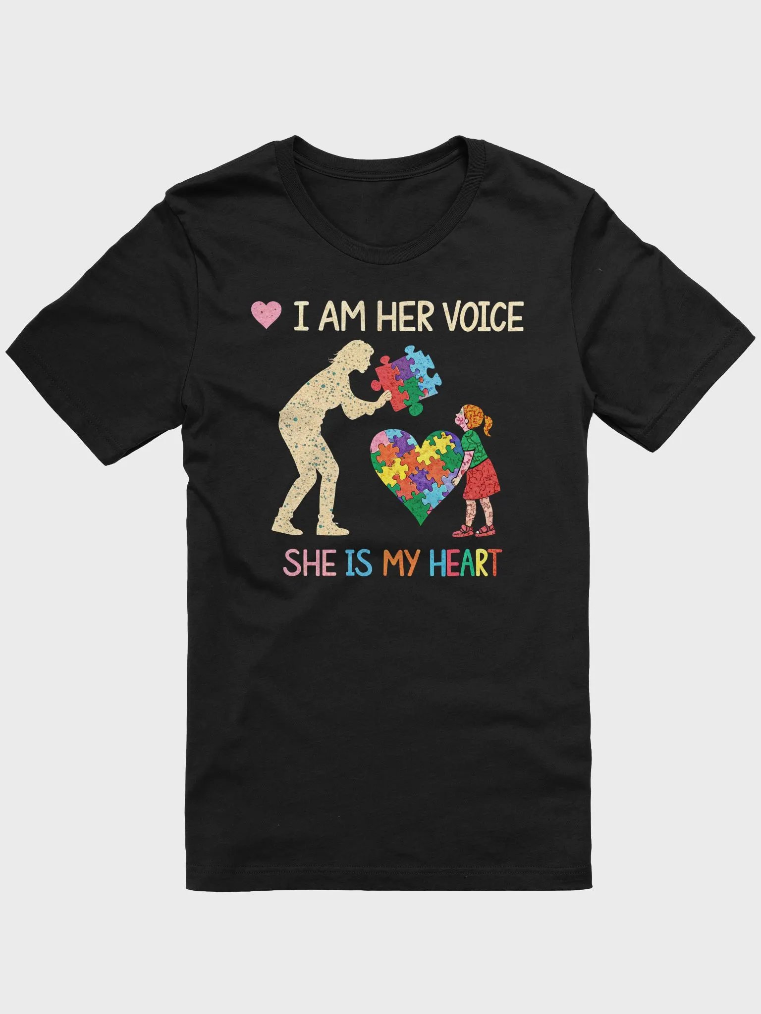 I Am Her Voice She Is My Heart T-Shirt | Autism Mom Dad Advocate Shirt | Special Needs Support Tee product image (1)