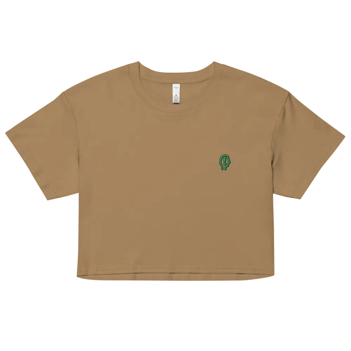 EXCLAIMING MENTALLY (L.C., moss) embroidered cotton crop top product image (13)