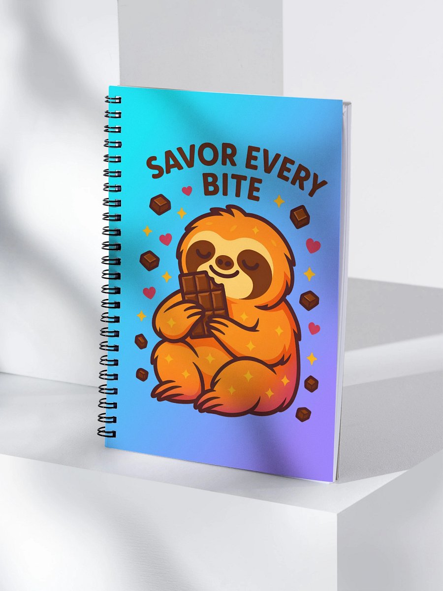 Savor Every Bite – Funny Chocolate Sloth Notebook | Sloths Having Snacks Collection product image (4)