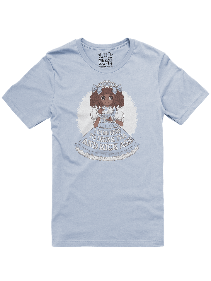 I Came Here to Drink Tea & Kick Ass (Oldschool, Blue) cotton t-shirt product image (1)