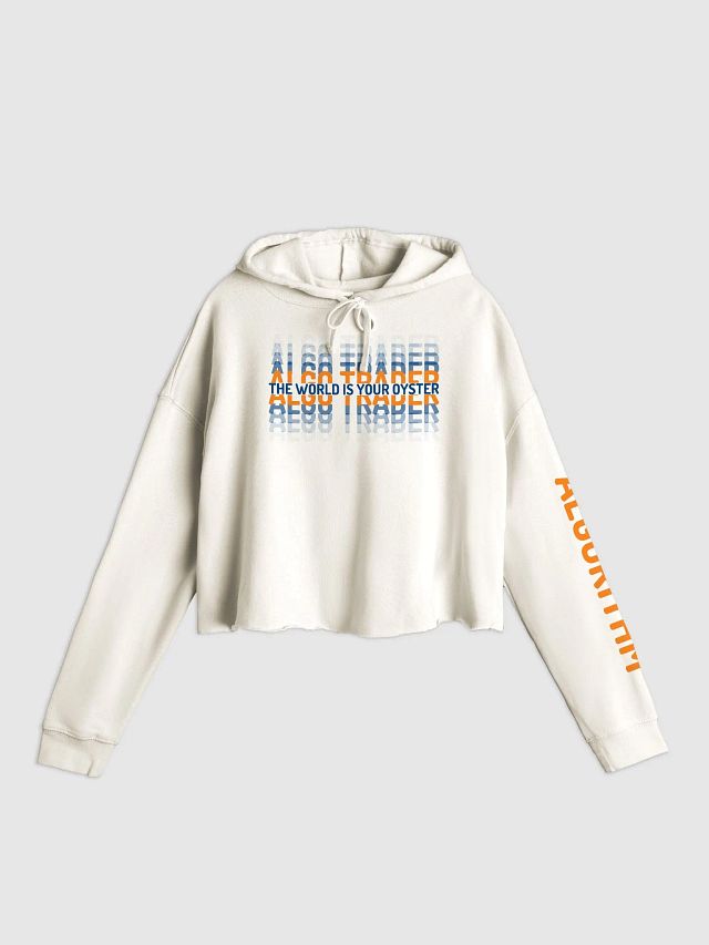 World is your oyster Crop Hoodie blue product image (2)