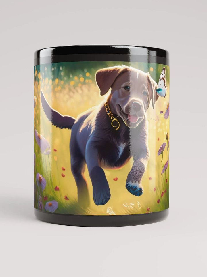 Floral Fetch: Black Glossy Mug for Dog Lovers product image (1)