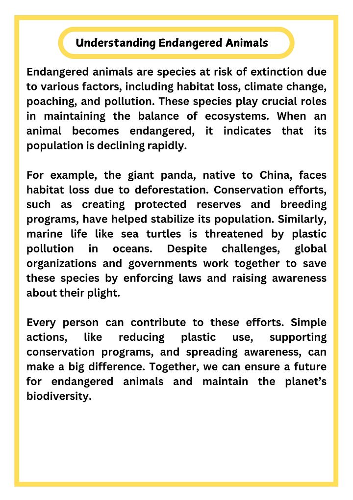 Endangered Animals Reading Passage with Comprehension Questions product image (2)