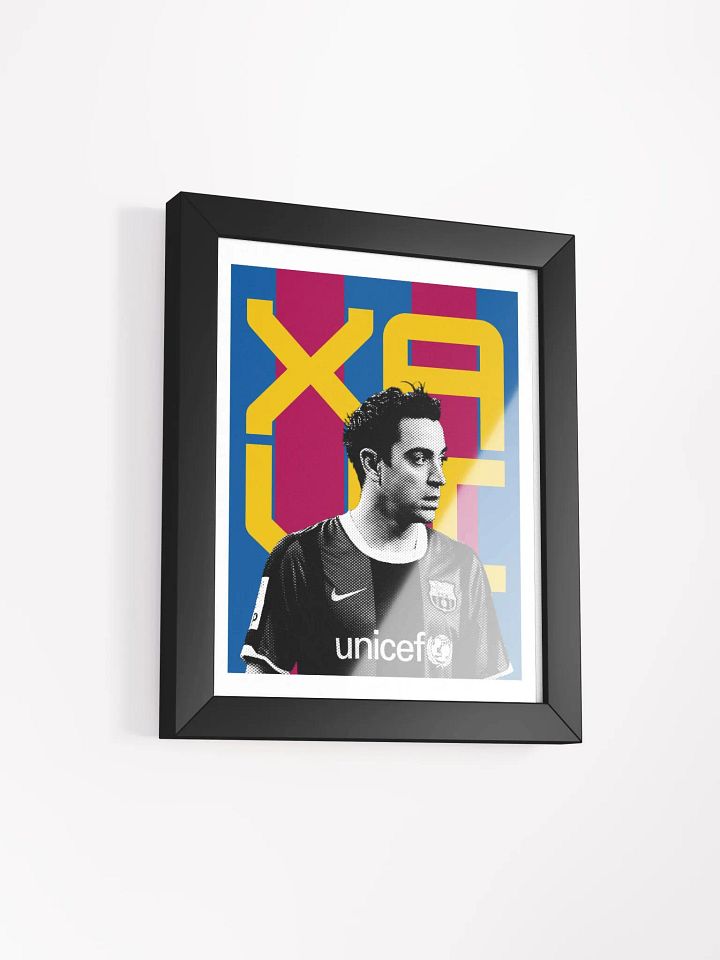 Xavi Hernández BW Barcelona Name Art Framed Print product image (1)